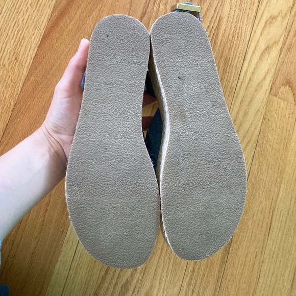 Women’s Ann Taylor LOFT denim chambray look wedge sandals with 1+3/4 inch heel - Picture 7 of 9